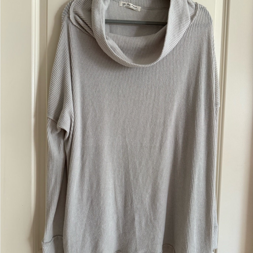 We The Free Soft Gray Cowl Neck Sweater